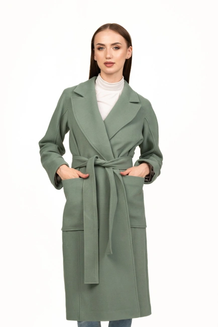 Женское двубортное пальто миди-1