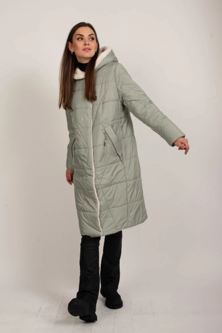 Жіноча куртка на тинсулейті оливкова-6