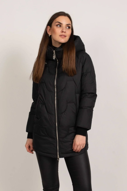 Черная женская куртка биопуховик-1