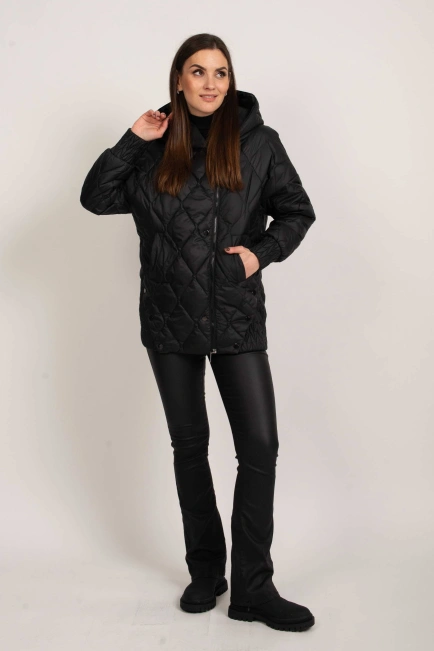 Черная женская куртка оверсайз-2