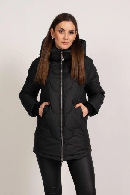 Черная женская куртка биопуховик-3