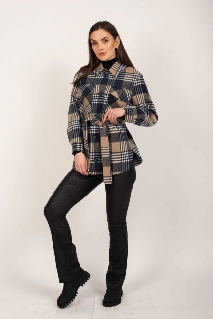 Жіноче кашемірове пальто-сорочка-4