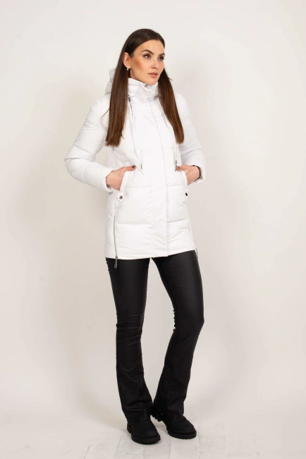 Белая женская куртка пуховик-6
