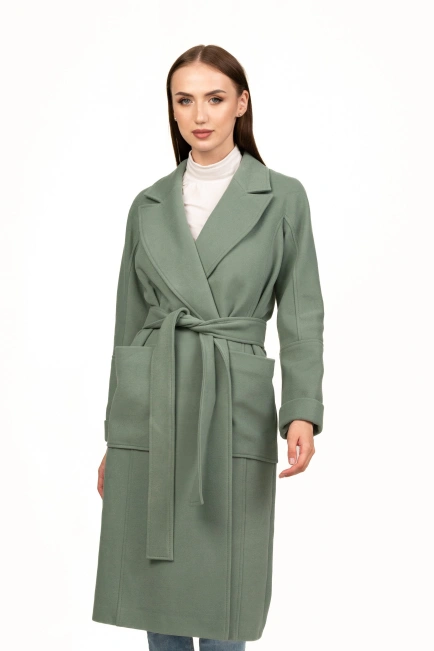 Женское двубортное пальто миди-3