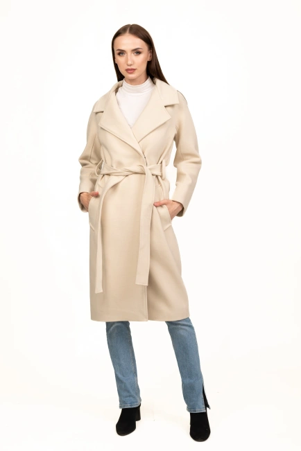 Классическое женское пальто беж-2
