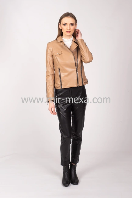Куртка жіноча із еко-шкіри англійський комір-4
