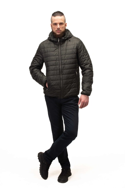 Чоловіча куртка кольору хакі стьобана-9