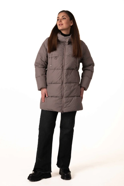 Кавовий біопуховик зі знімним капюшоном-3