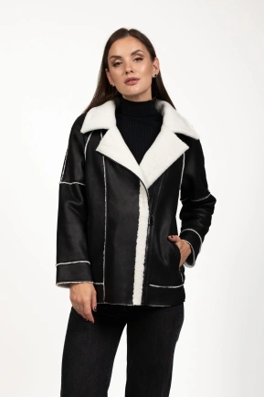 Жіноча штучна дублянка чорно-біла