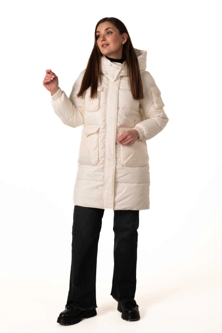 Молочний біопуховик з капюшоном та декором-6