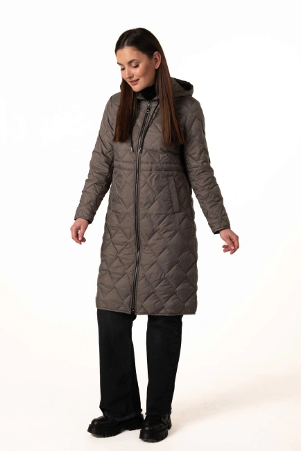 Оливковий демісезонний біопуховик-5