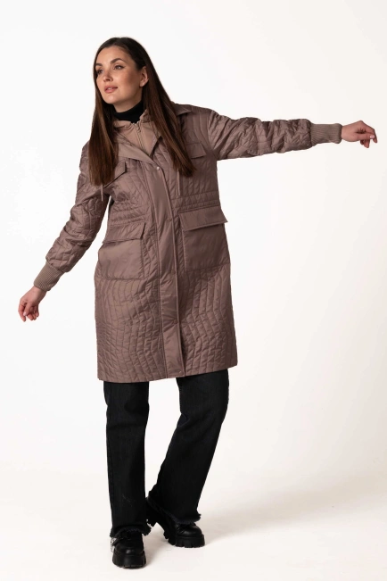 Жіноча демісезонна куртка на синтепоні бежева-7