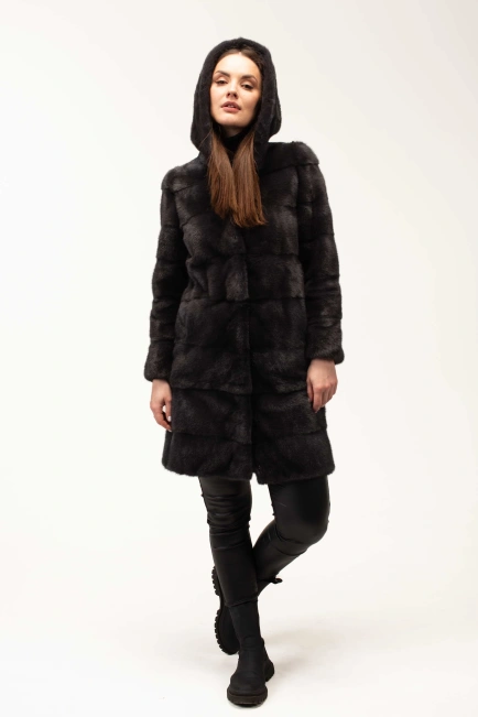 Норковая шуба в цвете графит-10