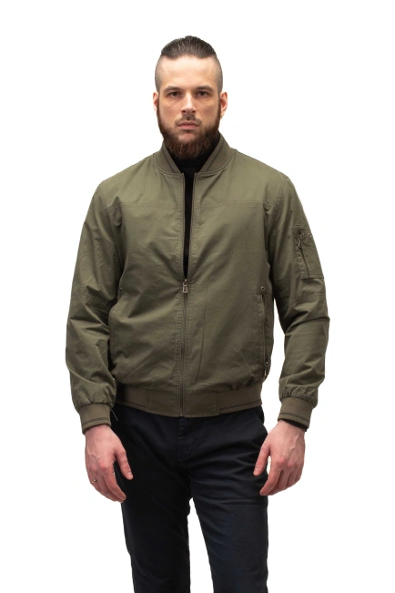 Мужская лёгкая куртка бомбер хаки-4