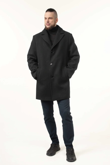 Чоловіче пальто чорного кольору демісезонне-6