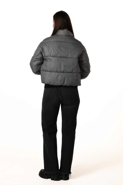 Жіночий укорочений біопуховик темна бірюза-10