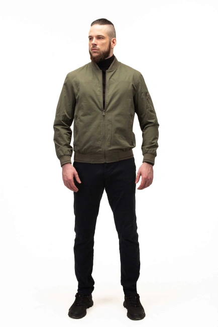 Мужская лёгкая куртка бомбер хаки-7