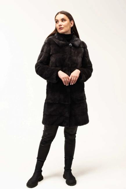 Норковая шуба в цвете графит-5