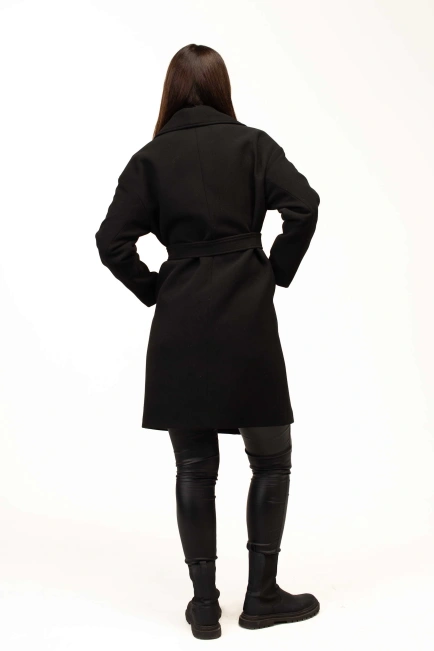 Жіноче пальто з кашеміру у чорному кольорі-2