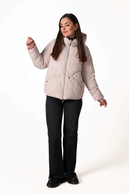 Зимовий біопуховик бежевого кольору-6