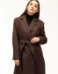 Женское пальто коричневого цвета с поясом-1