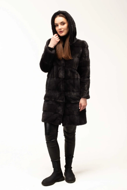 Норковая шуба в цвете графит-6