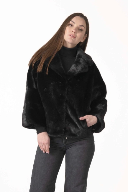 Жіноча норкова шуба з відстібними рукавами-1