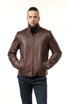 Шкіряна куртка чоловіча коричневого кольору