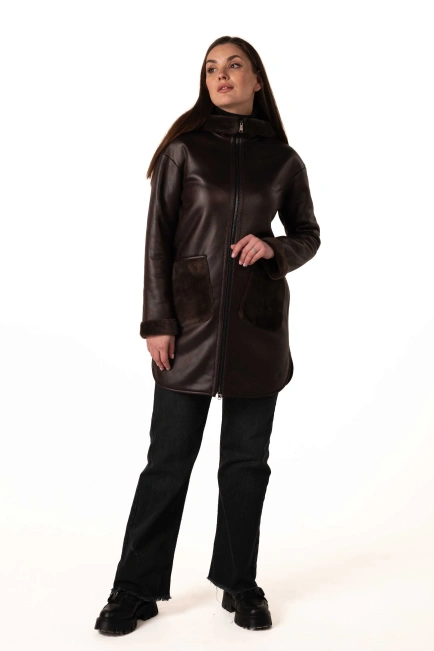 Екодублянка коричневого кольору зимова-3