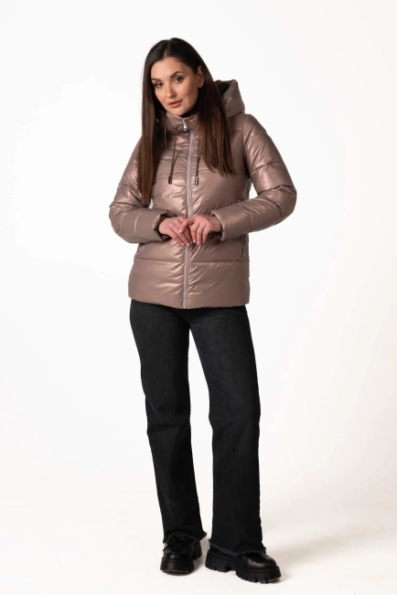 Жіночий зимовий біопуховик капучіно-6