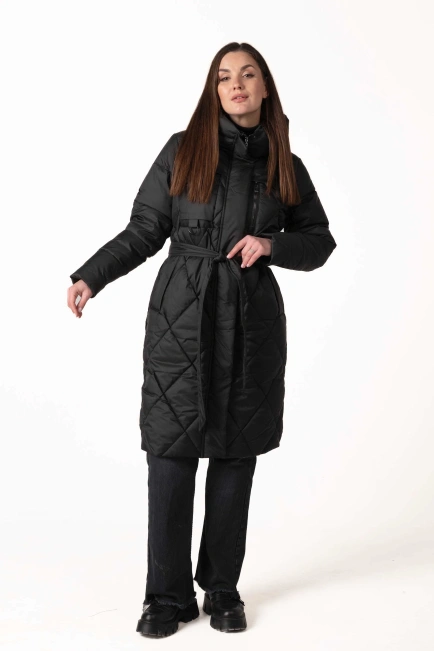 Чорний біопуховик з ромбовидною прострочкою-3