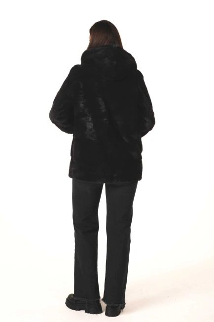Жіноча норкова шуба графітового кольору зима-2