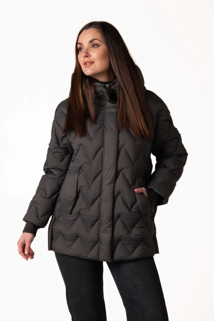 Жіночий біопуховик зимовий графіт-1