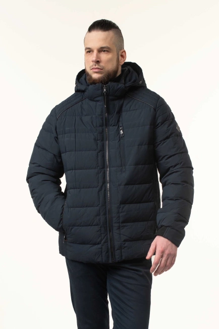 Куртка з біопухом темно-синього кольору-4
