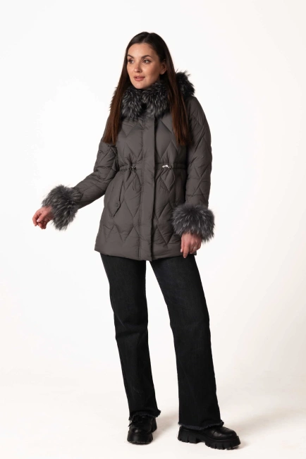 Графітовий біопуховик з відстібним хутром-3