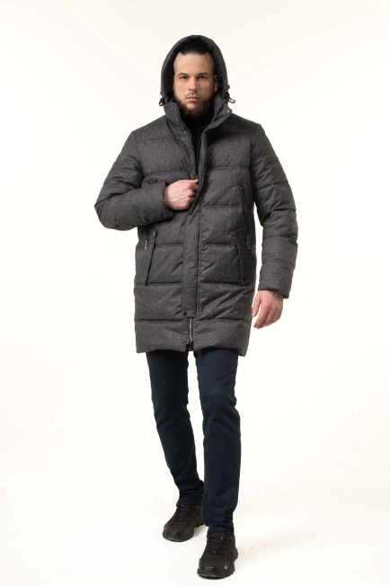 Чоловіча зимова куртка з біопухом сіра-7