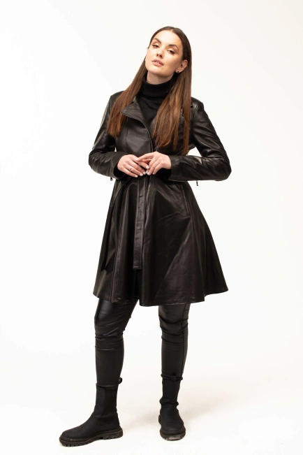 Женский кожаный френч из натуральной кожи-9
