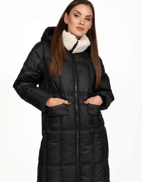 Жіночий біопуховик чорний зі стьобаний чорний