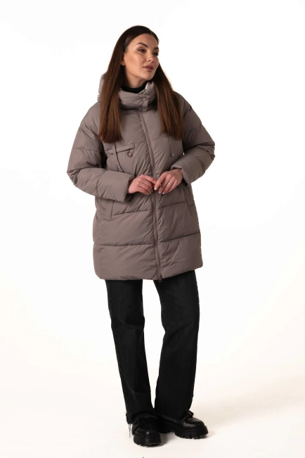 Кавовий біопуховик зі знімним капюшоном-7