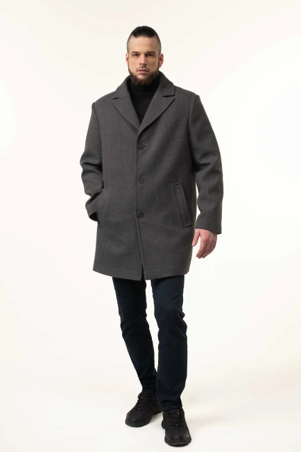 Чоловіче пальто сірого кольору демісезонне-9
