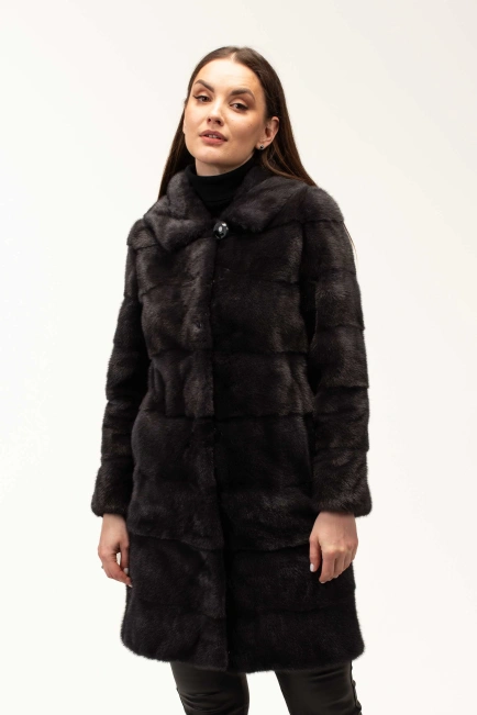 Норковая шуба в цвете графит-1