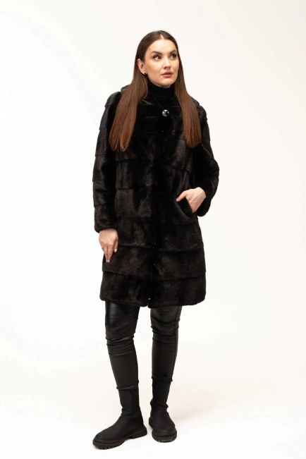 Шикарная шуба из натурального меха норки-9