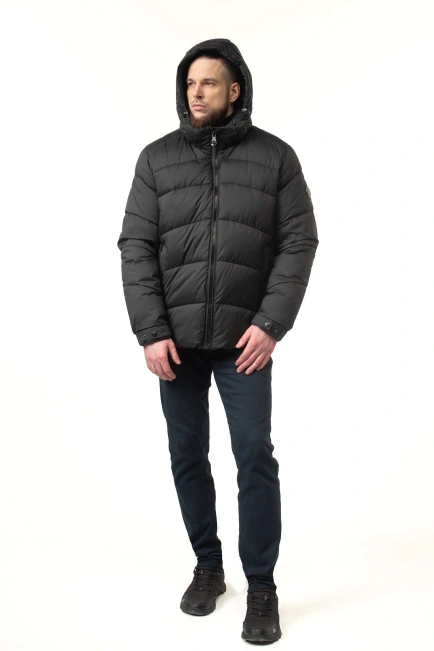 Чоловіча зимова куртка з біопухом чорна-8