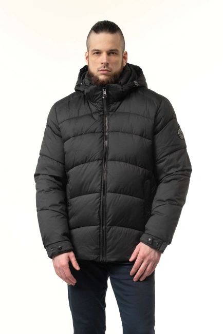 Чоловіча зимова куртка з біопухом чорна-1