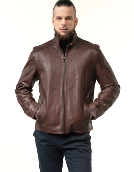 Шкіряна куртка чоловіча коричневого кольору