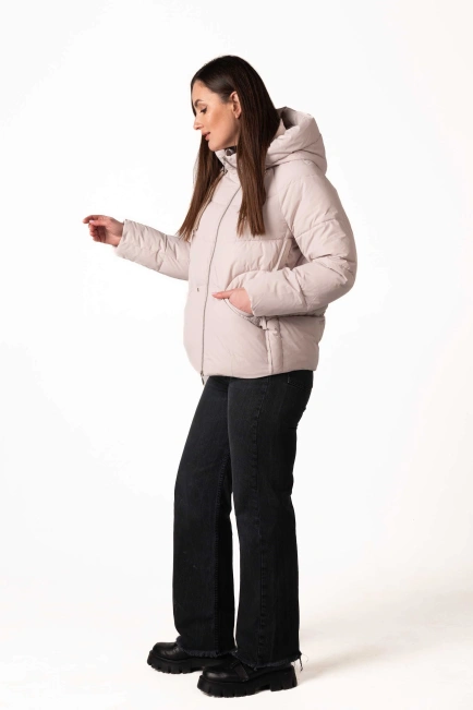 Зимовий біопуховик бежевого кольору-5