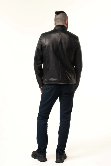 Стильна чоловіча куртка зі шкіри коротка-2