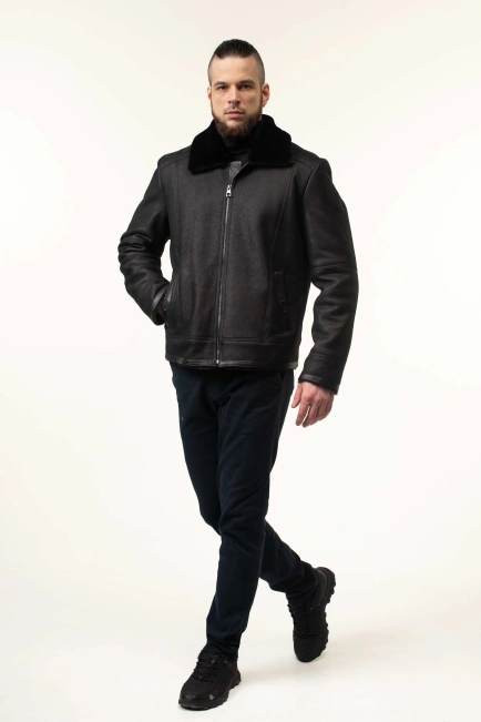 Чоловіча дублянка з хутряним комірцем-5