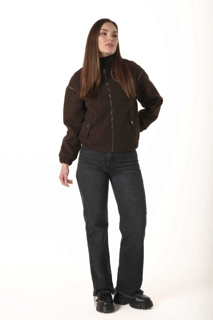 Жіноче кашемірове пальто-бомбер-7