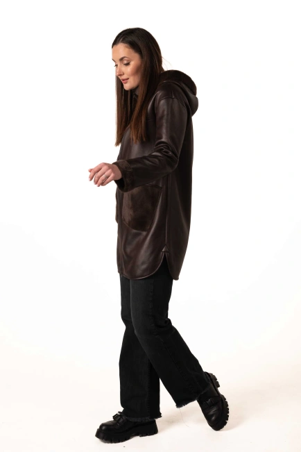 Екодублянка коричневого кольору зимова-5